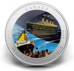 2012 25-CENT RMS TITANIC COLOURED COMMEMORATIVE COIN
