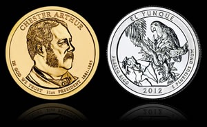 2012 Chester $1 Coin and El Yunque Quarter