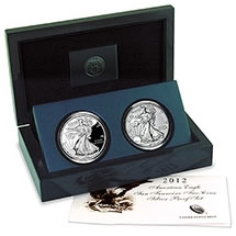 2012-S 2-PIECE SET UNITED STATES AMERICAN SILVER EAGLE TWO COIN PROOF SET 