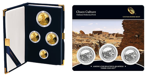 2012 Proof Gold Eagles and Chaco Culture Quarters Three-Coin Set
