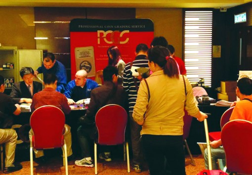 Busy PCGS booth, Hong Kong, April 2012