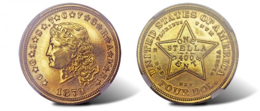 1879 Flowing Hair Stella in gilt copper