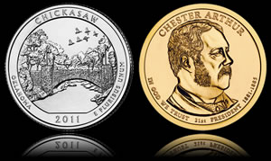 Chaco Culture Quarter and Chester Arthur Presidential Dollar