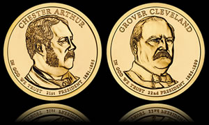 Chester Arthur and Grover Cleveland Presidential $1 Coins