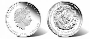 2012 Australian Year of the Dragon Five Ounce Silver Proof Coin