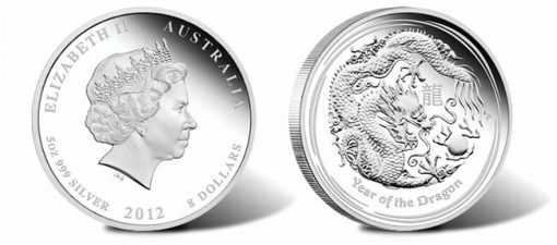 2012 Australian Year of the Dragon Five Ounce Silver Proof Coin
