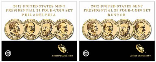2012 P&D Presidential $1 Four-Coin Sets