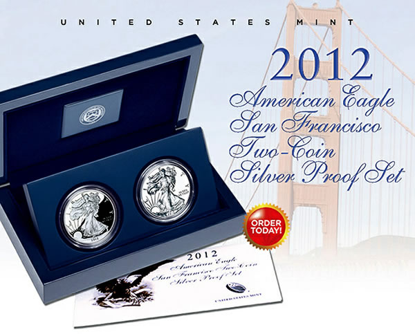 2012 American Eagle San Francisco Two Coin Silver Proof Set Packaging and COA