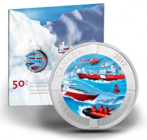 25-Cent 50th Anniversary of the Canadian Coast Guard Coloured Coin