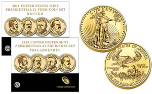 Presidential $1 Coin Sets and the  2012-W American Gold Eagle Uncirculated Coin