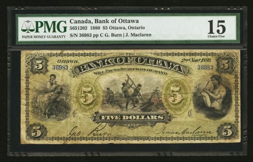 1880 Bank of Ottawa $5