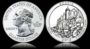 2012 Acadia National Park Five Ounce Silver Coin