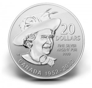 2012 Canadian $20 Queen's Diamond Jubilee Silver Coin