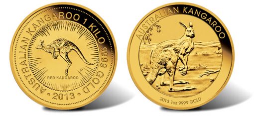 2013 Australian Kangaroo Gold Bullion Coins, 1 Kilo and 1 Ounce