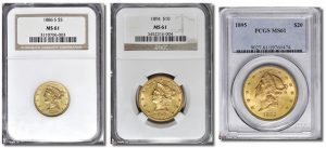 Liberty Head $5, $10 and $20 Certified Gold Liberty coins