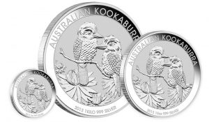 Three Sizes of 2013 Australian Kookaburra Silver Bullion Coins