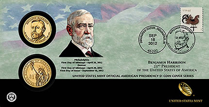 Benjamin Harrison Presidential $1 Coin Cover