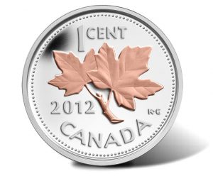 2012 Canadian Farewell to the Penny 1/2 oz Silver 1 Cent Coin