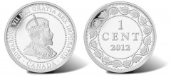 2012 Canadian Small Leaves Design (1908-1910) 1 Cent Silver Coin