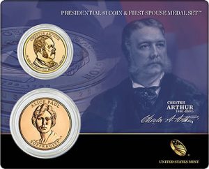 2012 Chester Arthur $1 and Alice Paul Bronze Medal Set