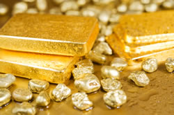 Gold bars, gold nuggets
