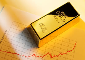 One gold bar and chart