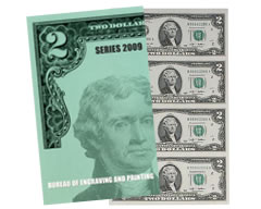 Series 2009 $2 Uncut Currency Sheet
