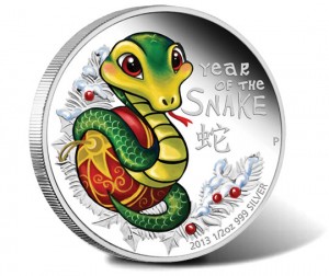 2013 Baby Snake 1/2 oz  Silver Proof Coin