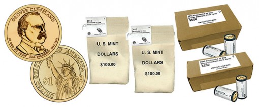 Grover Cleveland (Second Term) Presidential $1 coin, rolls, bags and boxes