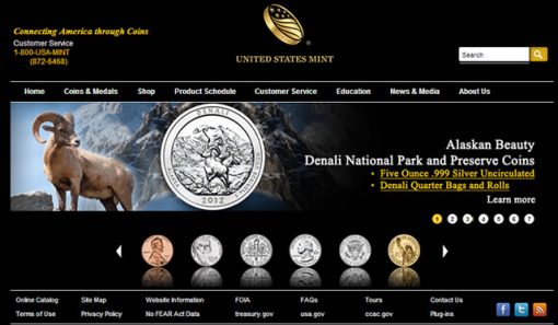 US Mint Website Featuring 2012 Denali National Park Quarter