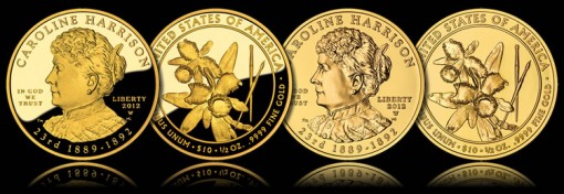 Caroline Harrison First Spouse Gold Coins