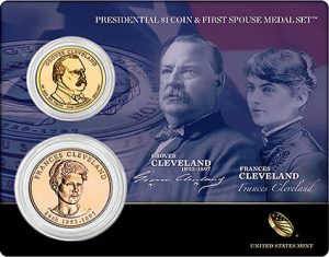 Second Term Cleveland Presidential $1 Coin & First Spouse Medal Set