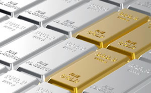 silver and gold bullion bars