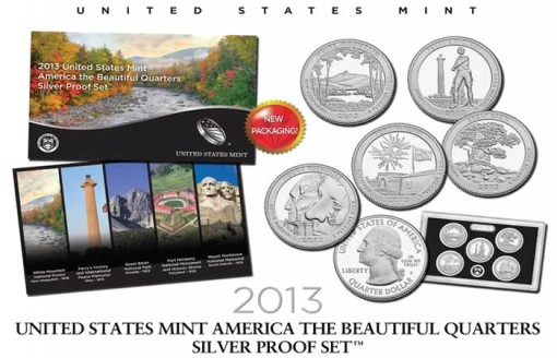 2013 America the Beautiful Quarters Silver Proof Set and Packaging