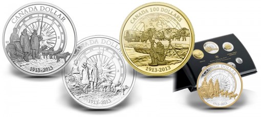 2013 Canadian Arctic Expedition Gold and Silver Commemorative Coins