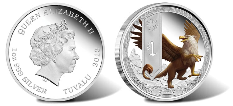 Tuvalu Perth 2013 Mythical Creatures 3 Phoenix $1 Pure Silver Dollar Proof 