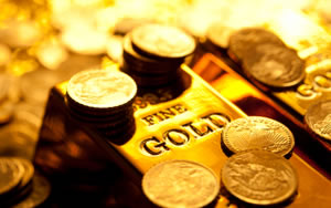 Gold bullion bars and American Eagle bullion coins