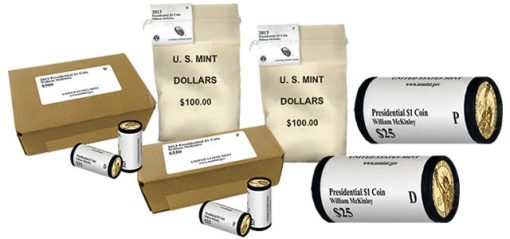 2013 P&D William McKinley Presidential $1 Coins - Rolls, Bags and Boxes