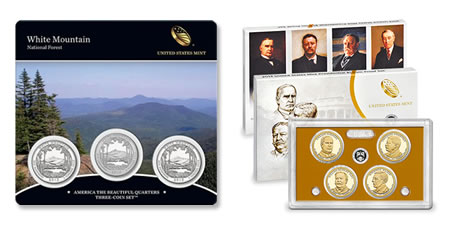 2013 White Mountain Quarters Three-Coin Set and 2013 Presidential Dollar Proof Set