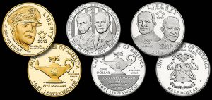 2013 5-Star Generals Commemorative Coins in Gold, Silver and Clad