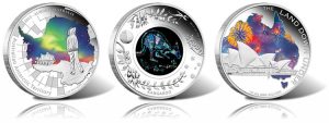 Aurora Australis, Opal Kangaroo and Sydney Opera House Silver Coins