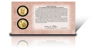 Back of 2013 William McKinley Presidential $1 Coin Cover