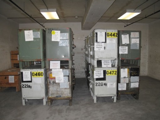 Bins of Stored Coin Blanks