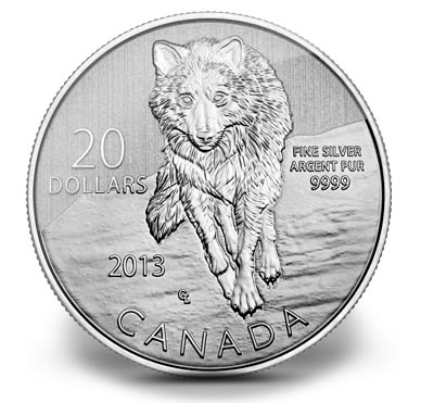 Wolf 2013 Canada $20 Fine Silver Coin 