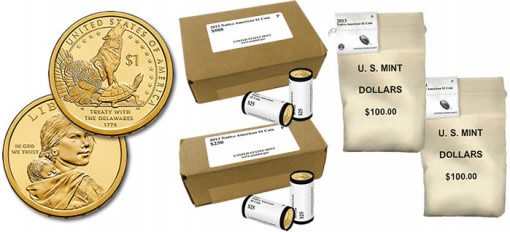 2013 Native American Dollar Coins in Rolls, Bags and Boxes