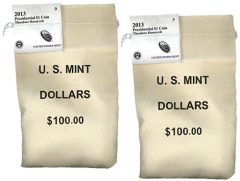 2013 P,D Theodore Roosevelt Presidential $1 Coins in Bags