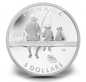 2013 $3 Canadian Fishing Silver Coin
