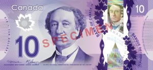 Canadian $10 Polymer Banknote - Front