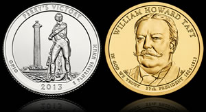 Perry's Victory Quarter and William Howard Taft Presidential $1 Coin