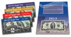 2013 $2 Single Note Collection Includes Four Banknotes